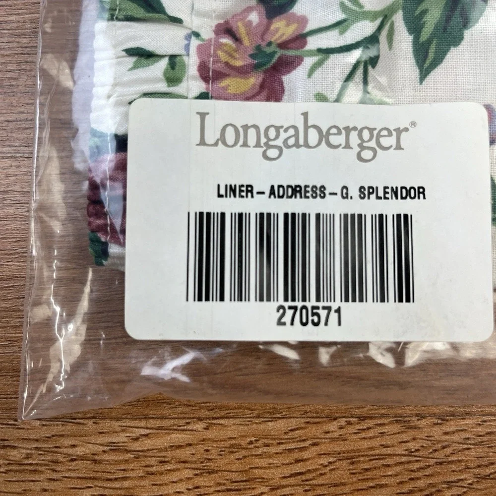 Longaberger Fabric Liner for Address Basket Garden Splender NEW‎ LINER ONLY